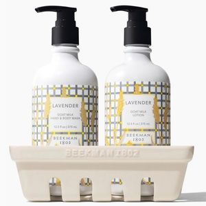 Beekman 1802 caddy set of sparkling honeysuckle hand and body wash and lotion